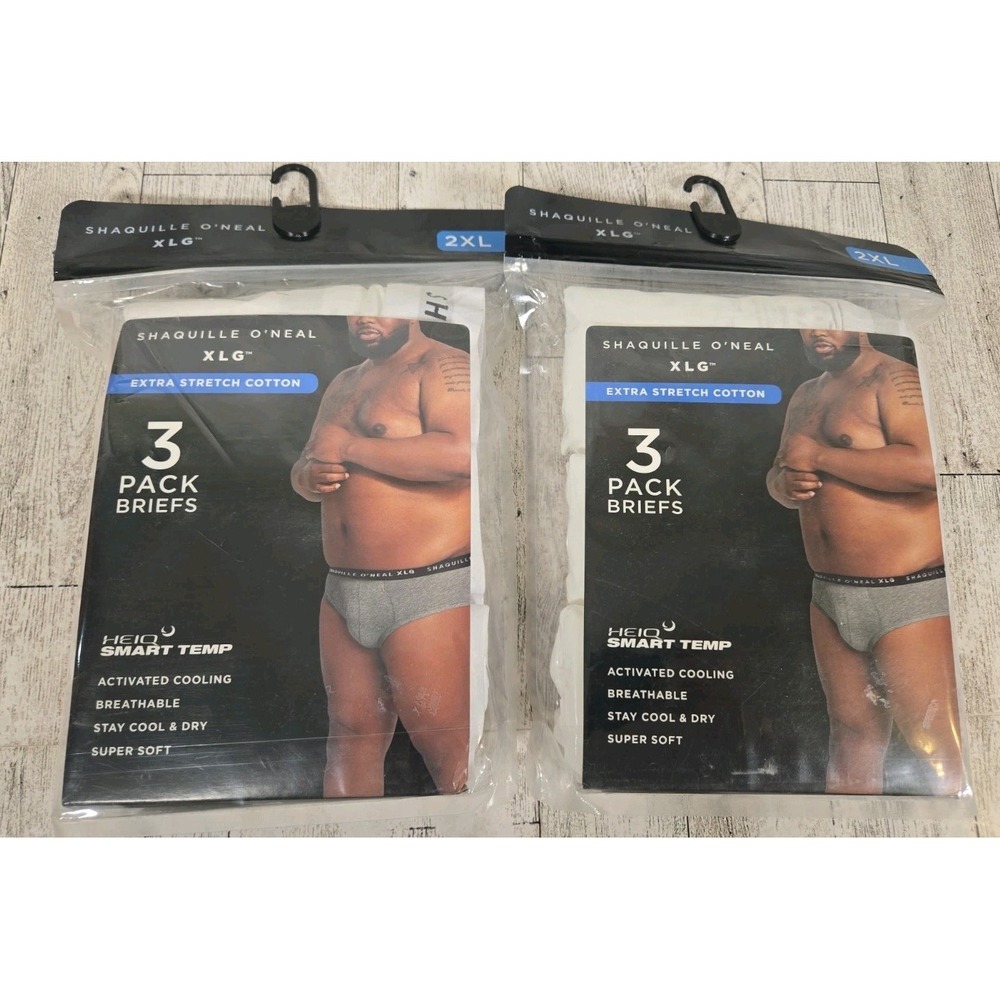 Shaquille O'Neal BRIEFS 2XL Mens 3pk White Cooling Breathable Soft Lot of 2